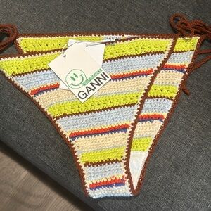 NWT Ganni crocheted organic cotton bikini bottom sz 40 $145